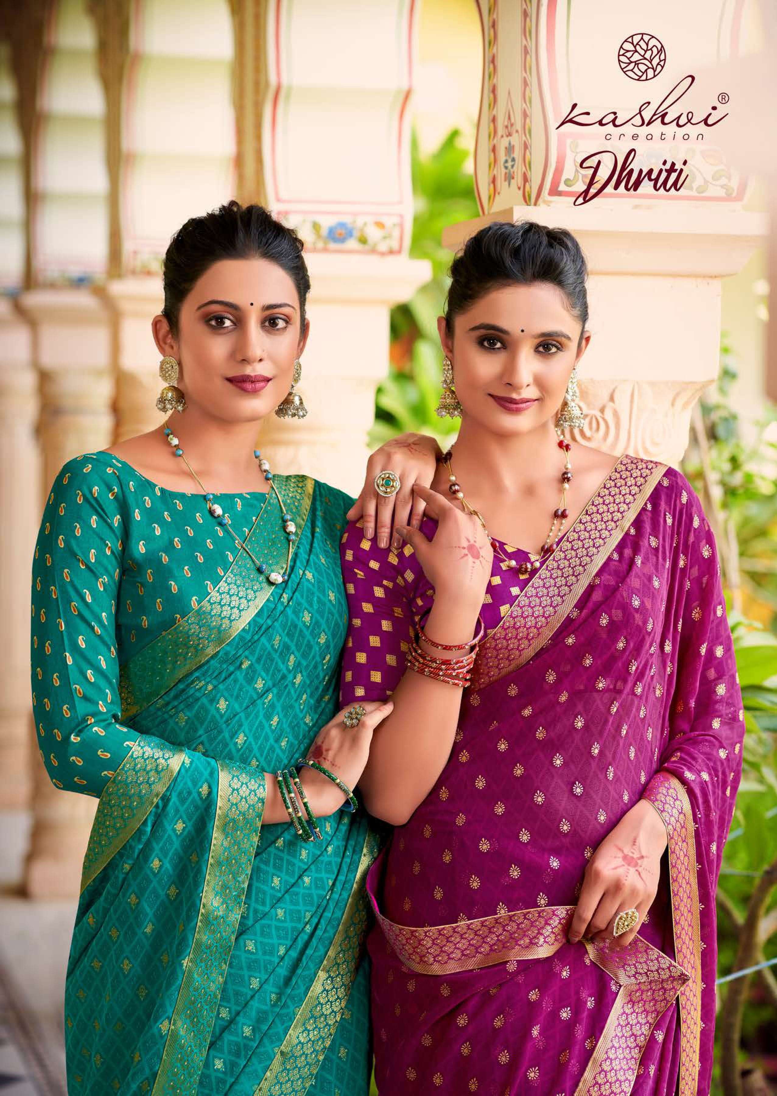 kashvi dhriti georgette soft print saree with fancy blouse 