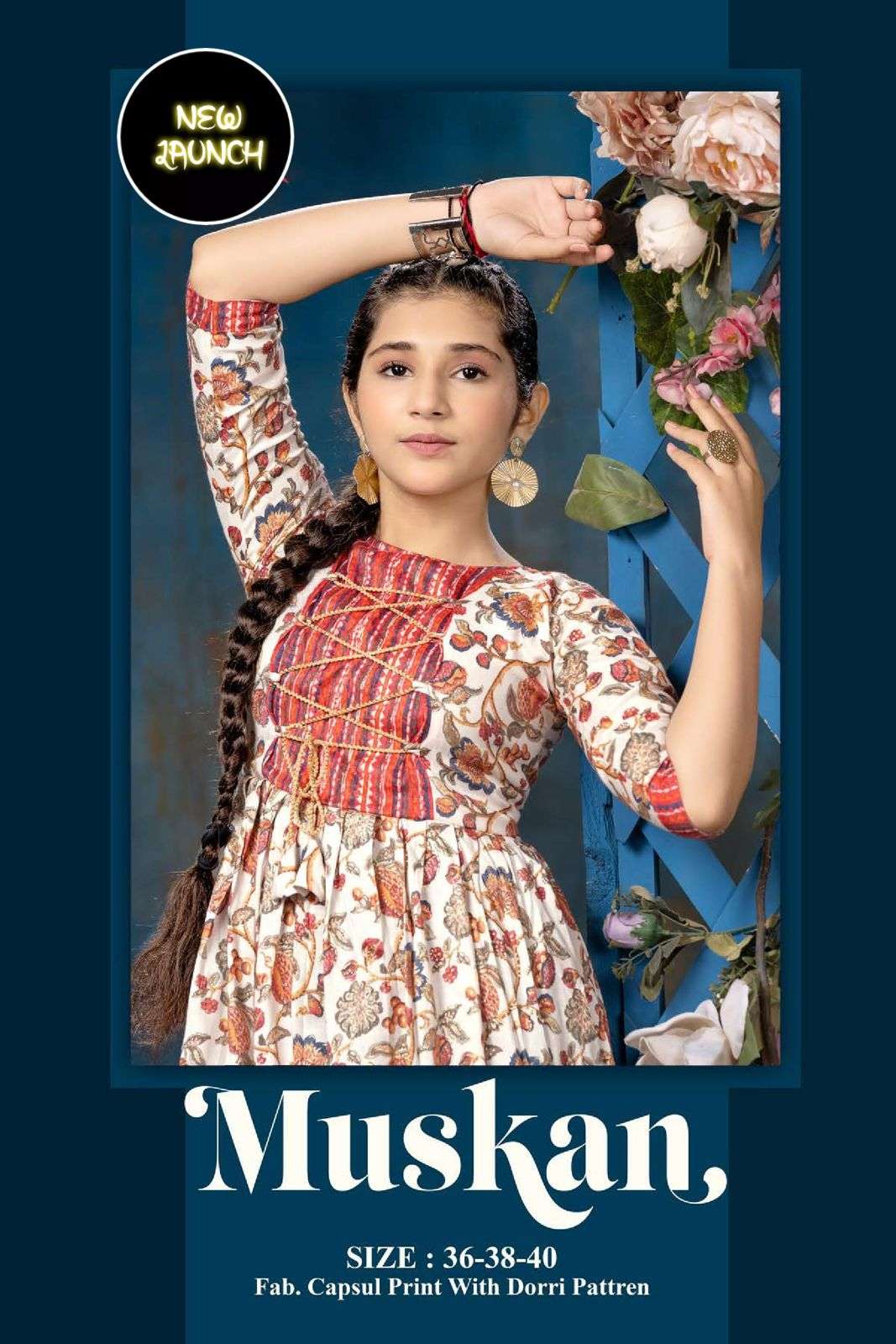 KIDS MUSKAN VOL.1 HEAVY CAPSULE RAYON PRINT WITH  DORRI PATTREN CHILDREN KURTI CATALOG WHOLESALER BEST RATE