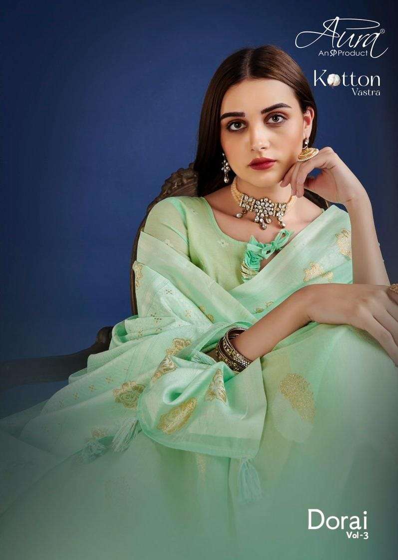 kotton vastra aura dorai vol 3 fancy designer saree wholesaler