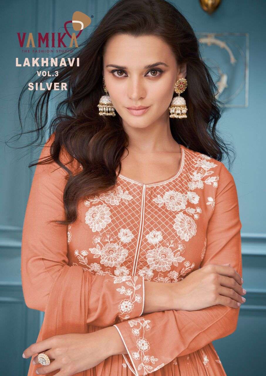 lakhnavi vol 3 silver by vamika rayon readymade plazzo style suits