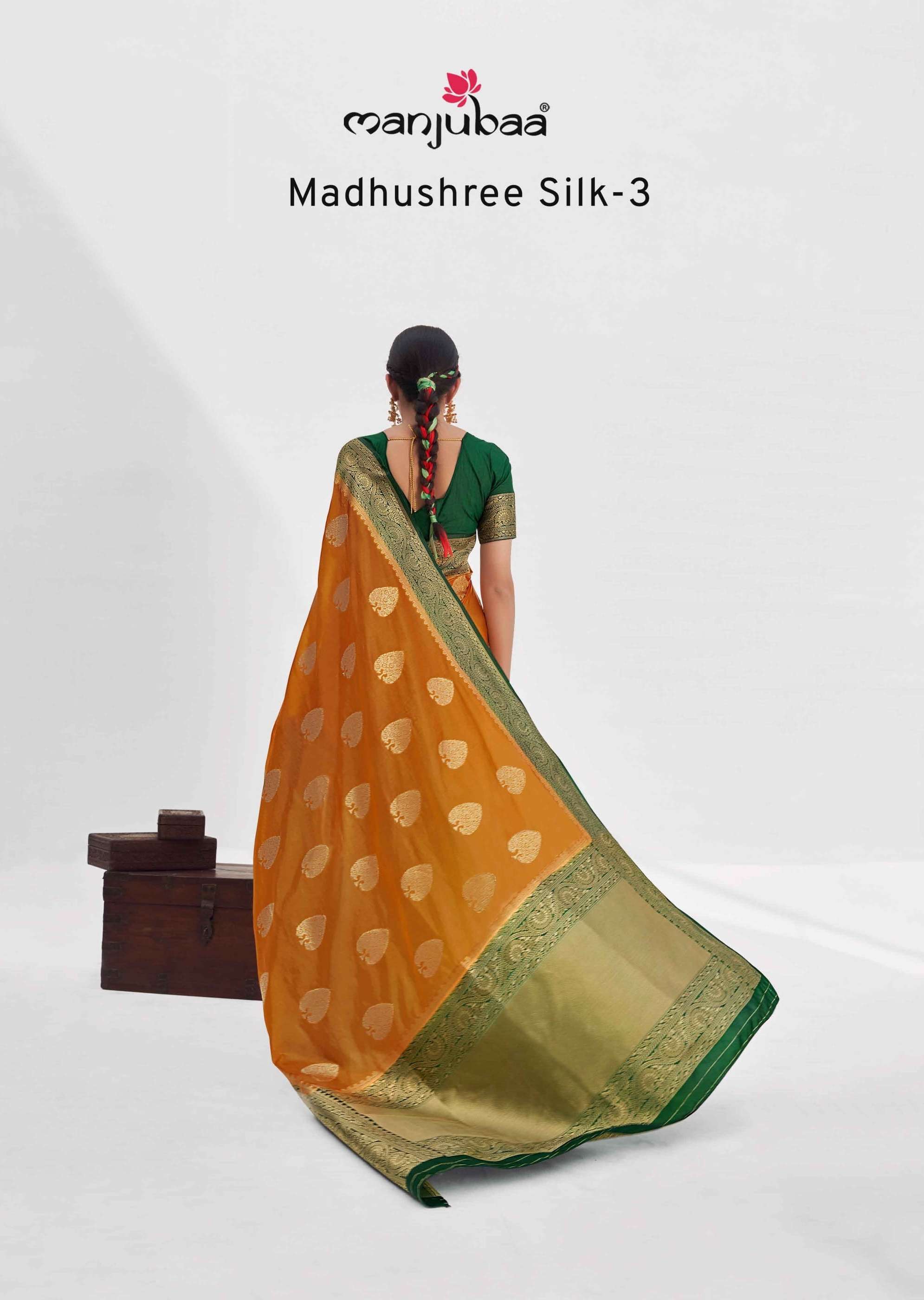 madhushree silk vol 3 by manjubaa silk organza party wear sarees