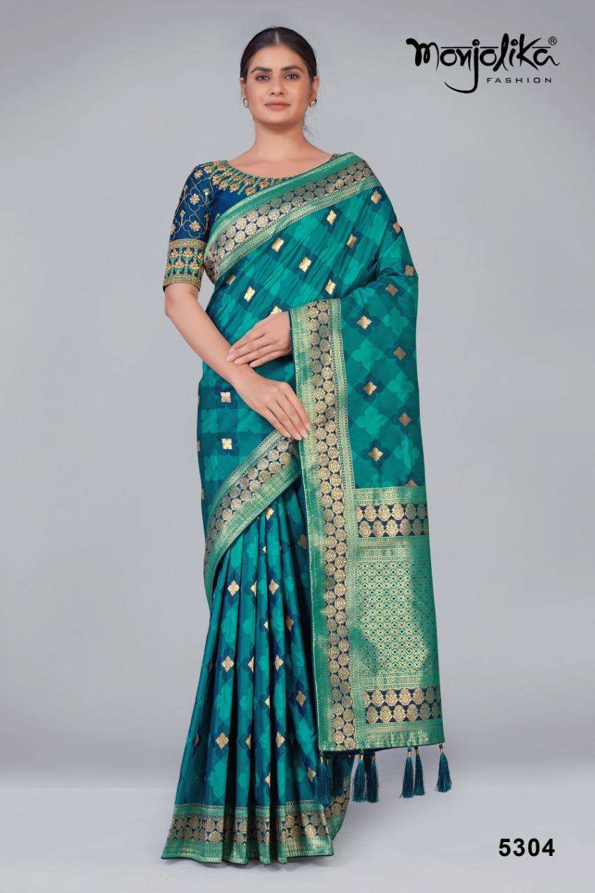 maheen silk by monjolika 5301-5316 series banarasi silk traditional sarees