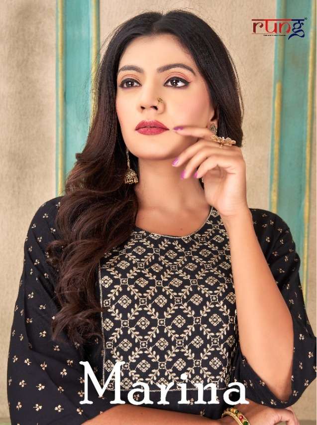 marina by rung rayon fancy kurti with plazzo collection