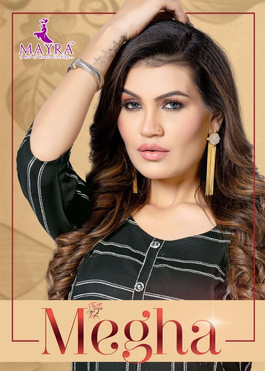 MAYRA Megha RAyon Stripes heavy bombay base fabrics with Stiching pattern KURTI CATALOG WHOLESALER BEST RATE