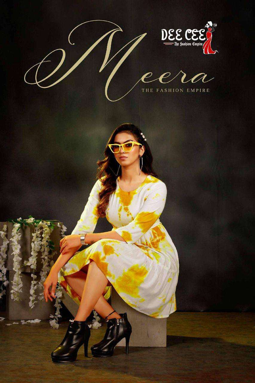 meera by dee cee rayon printed frock style short top collection