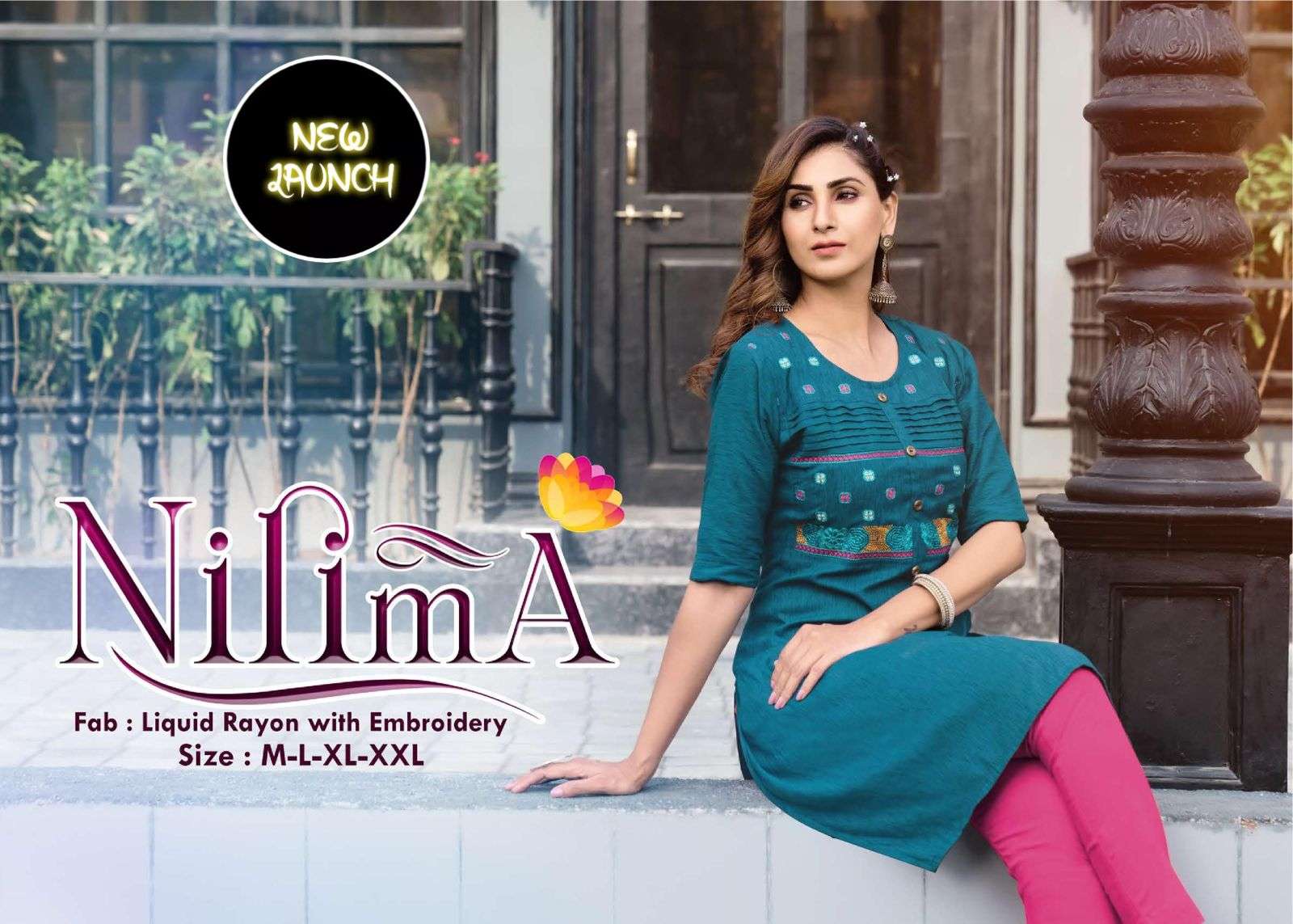 NEW RIYAA NILIMA LIQUID RAYON WITH EMBROIDERY KURTI CATALOG WHOLESALER BEST RATE