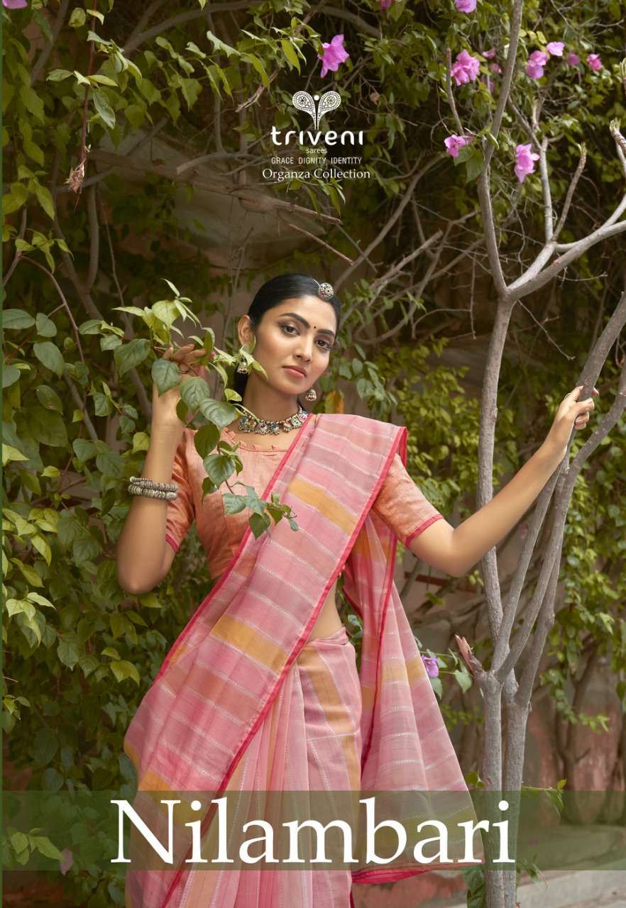 nilambari by triveni organza printed casual wear sarees