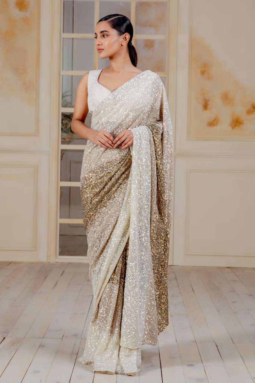 pr 3283 design heavy sequence embroidery work fancy saris 