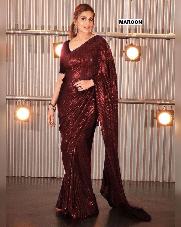 pr sonali bendre 5mm sequence work georgette saris 