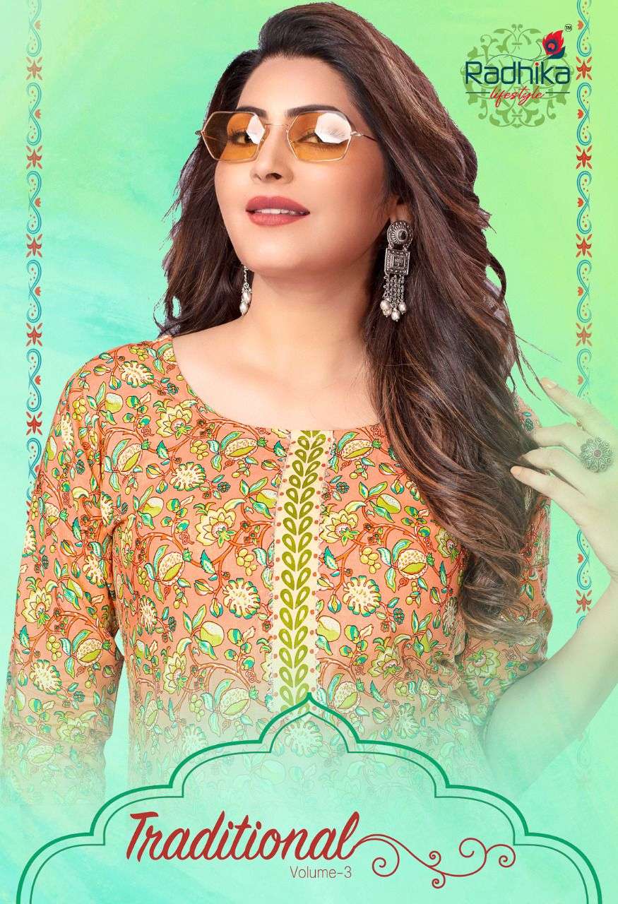 radhika lifestyle launch traditional vol 3 fancy cotton kurti