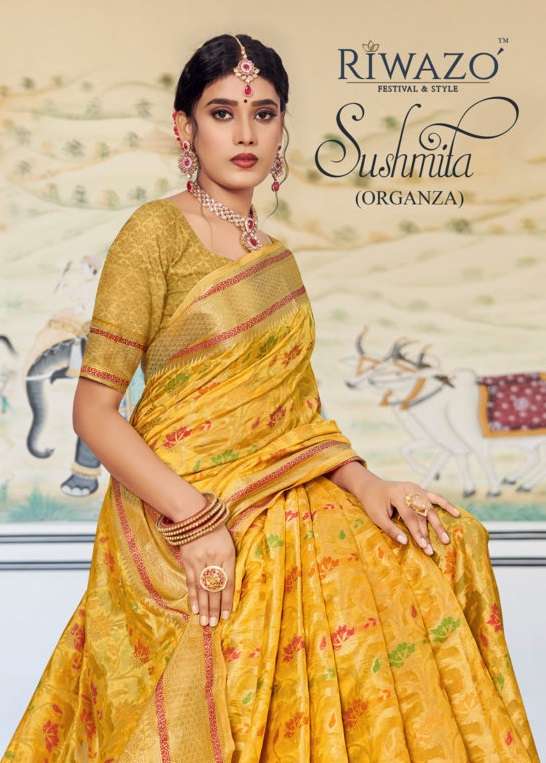 riwazo sushmita organza rich weaving sari wholesaler