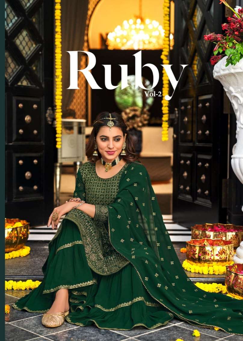 ruby vol 2 by amyra georgette readymade top with plazzo & dupatta
