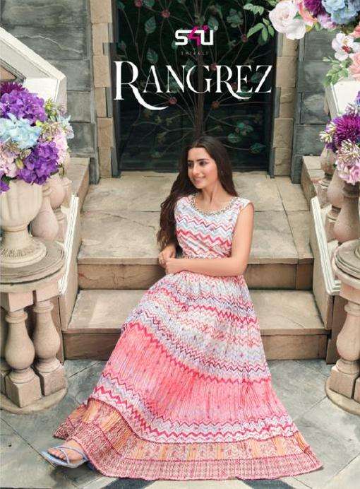 s4u rangrez fit & flare gowns colorful prints exclusive collection 