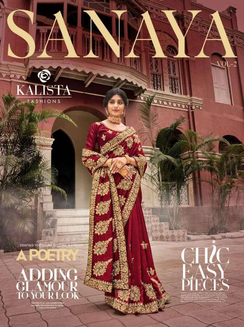 sanaya vol 2 by kalista blooming vichitra embroidery fancy sarees