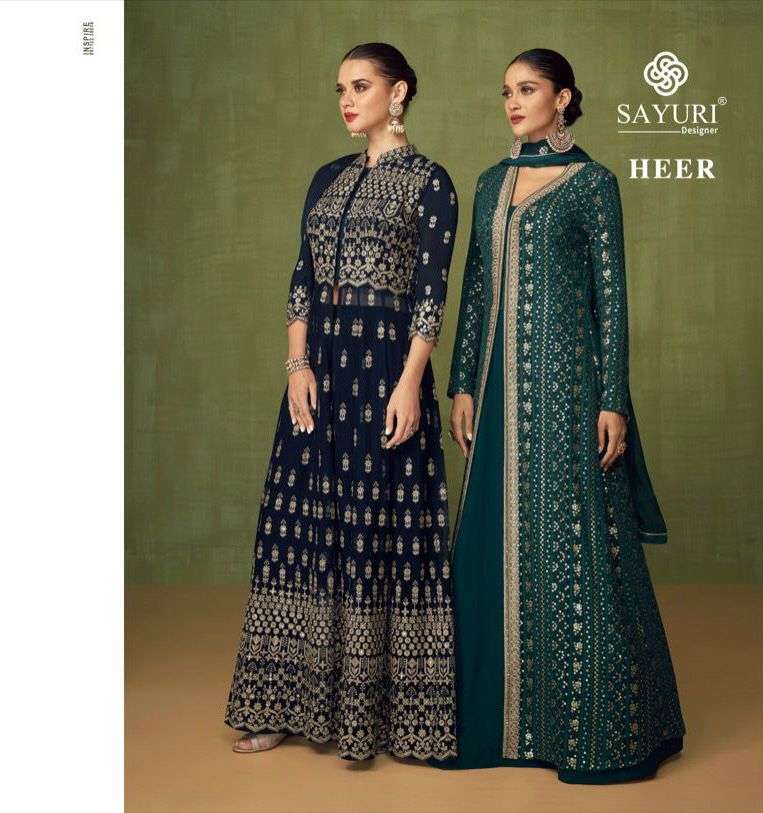 sayuri heer 5196-5199 series readymade dress with skirt and plazzo pattern 