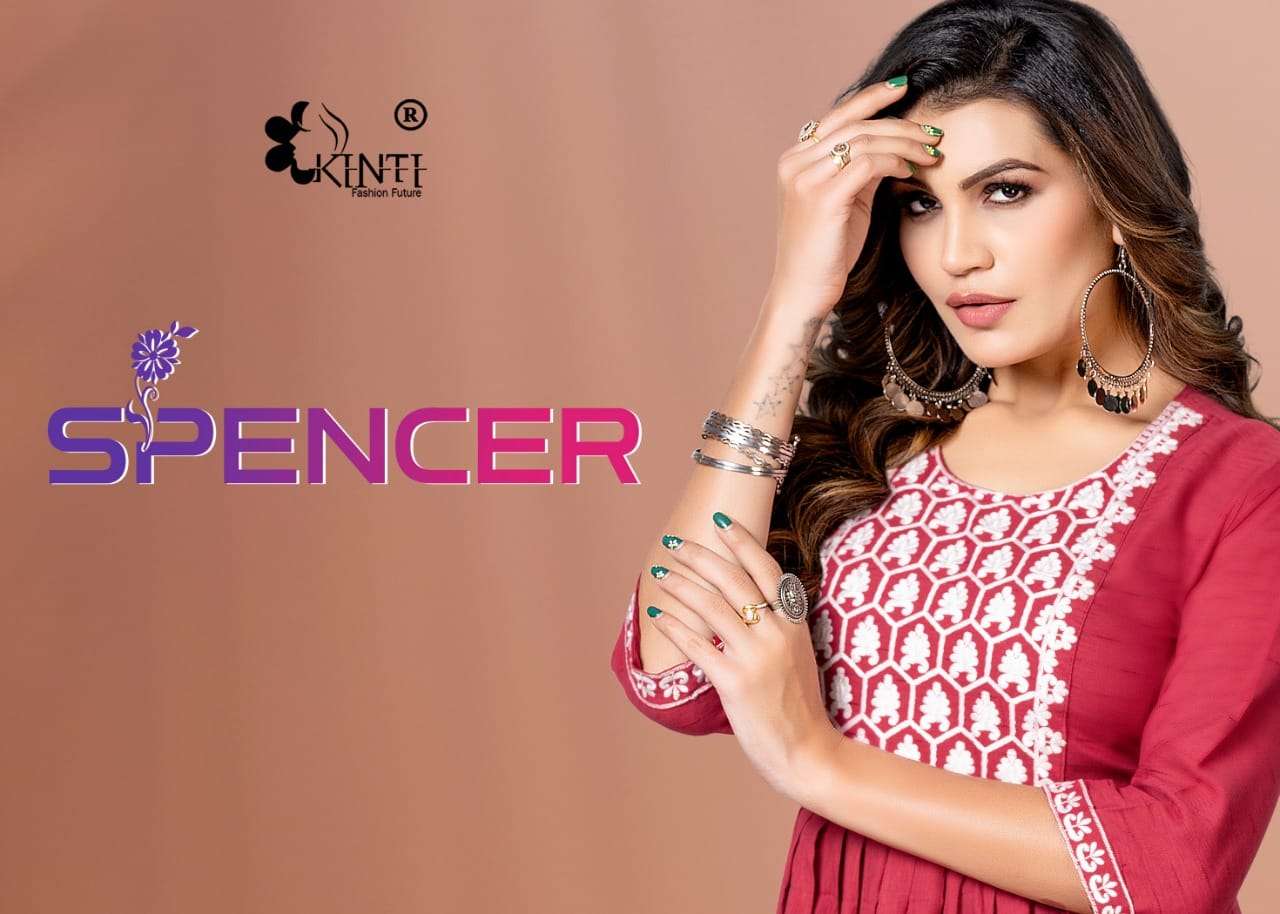 spencer by kinti rayon nyra cut fancy kurti wholesaler 