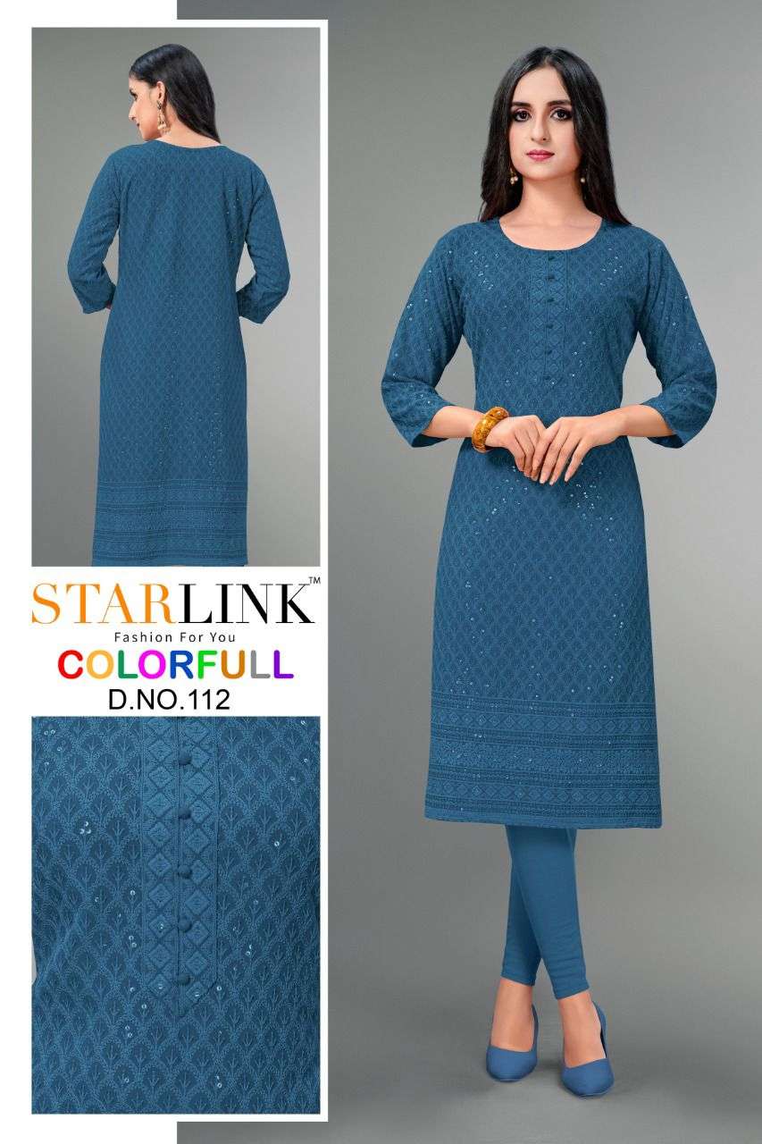 starlink colorfull rayon schiflli simple readymade kurti combo set 