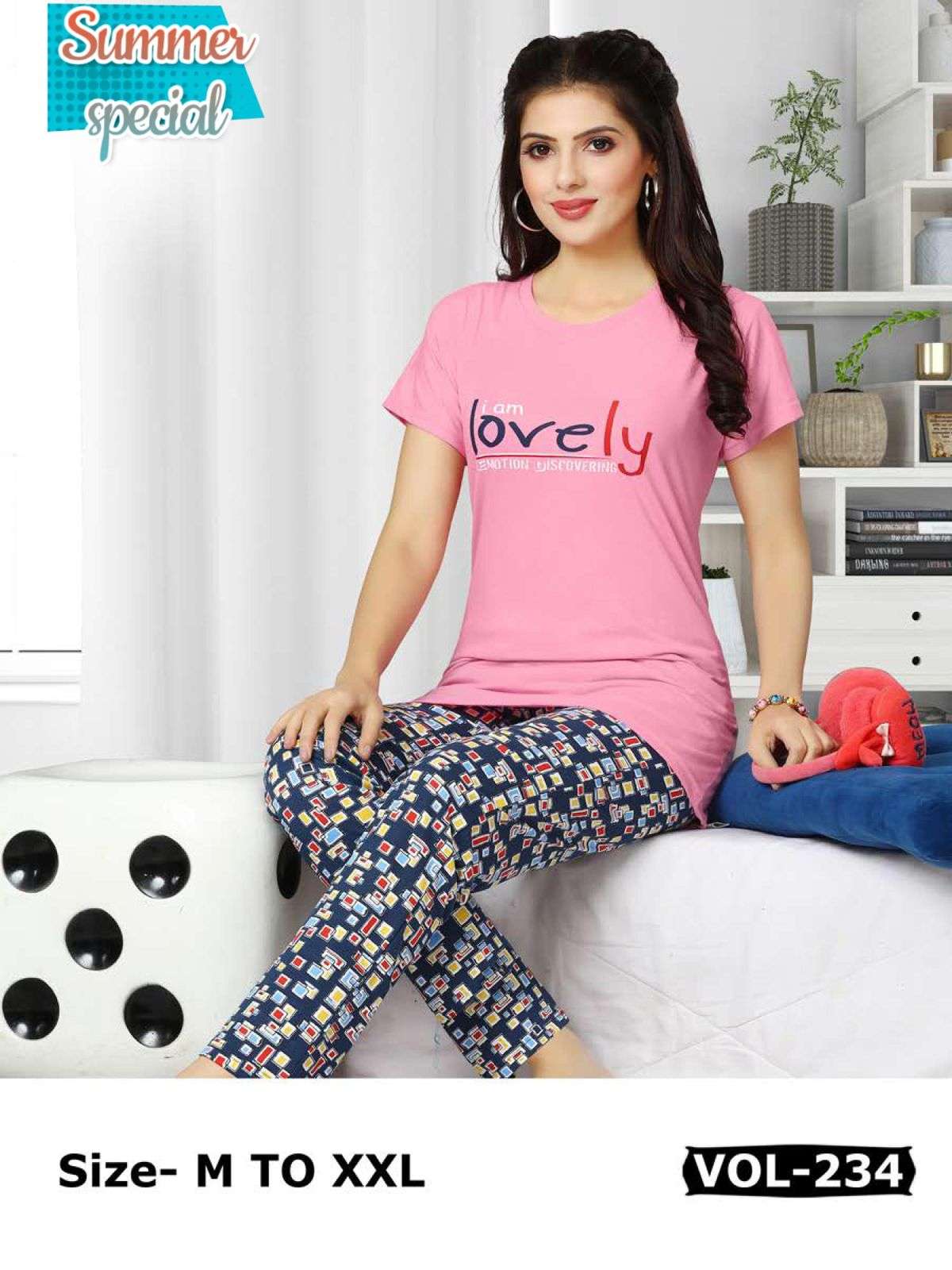 SUMMER SPECIAL NEW VOL.234 Heavy Shinker Hosiery Cotton Night Suits CATALOG WHOLESALER BEST RATE