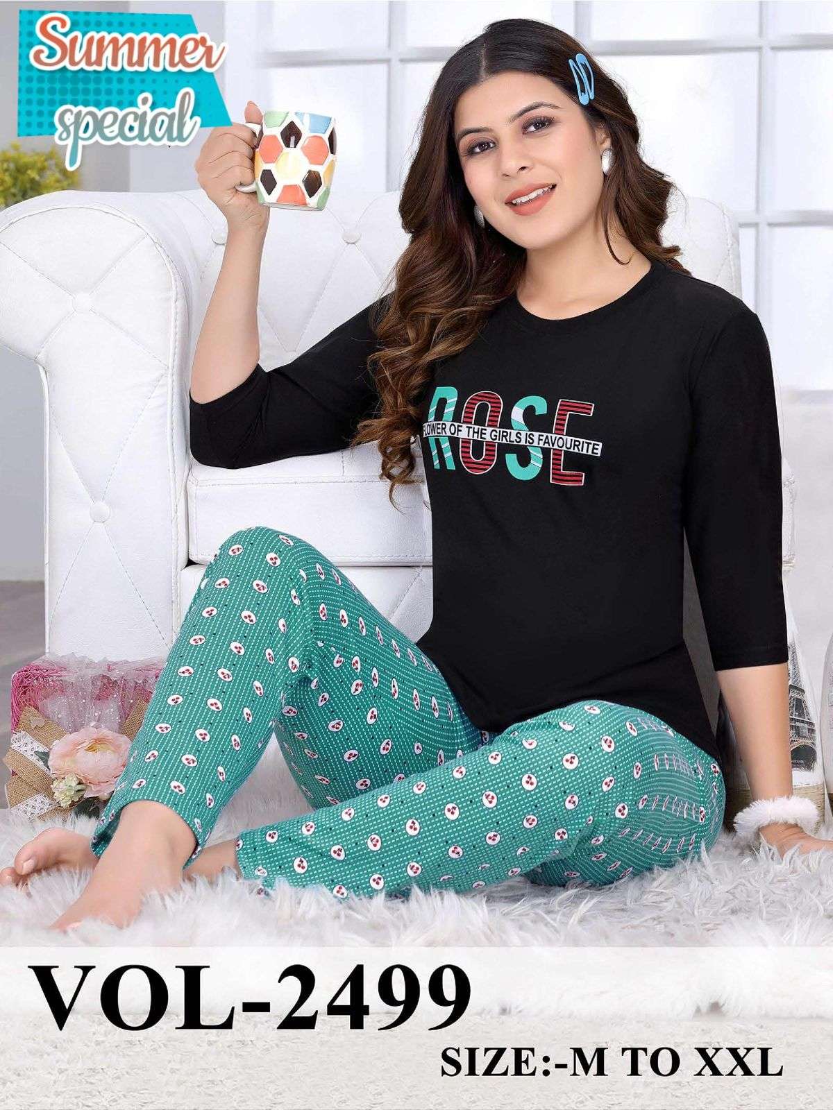 SUMMER SPECIAL VOL.2499 Heavy Shinker Hosiery Cotton Night Suits Full sleeve CATALOG WHOLESALER BEST RATE