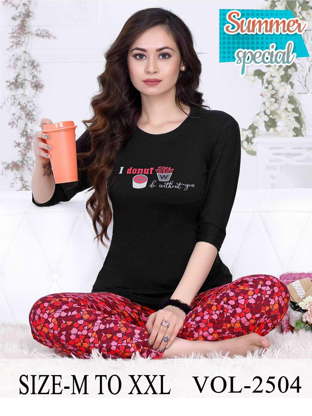 SUMMER SPECIAL VOL.2504 Heavy Shinker Hosiery Cotton Night Suits Full sleeve CATALOG WHOLESALER BEST RATE