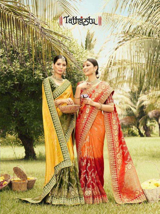 tathastu 100 series gajji silk with gota patti border wedding sarees 