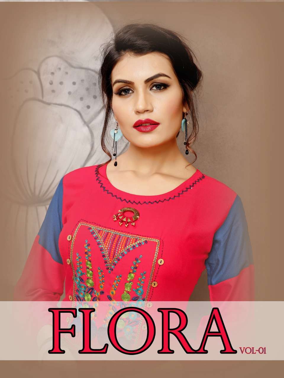TRENDY FLORA VOL.1 HEAVY RAYON HEAVY QUALITY WITH EMBROIDERY WORK KURTI CATLOG WHOLESALER BEST RATE