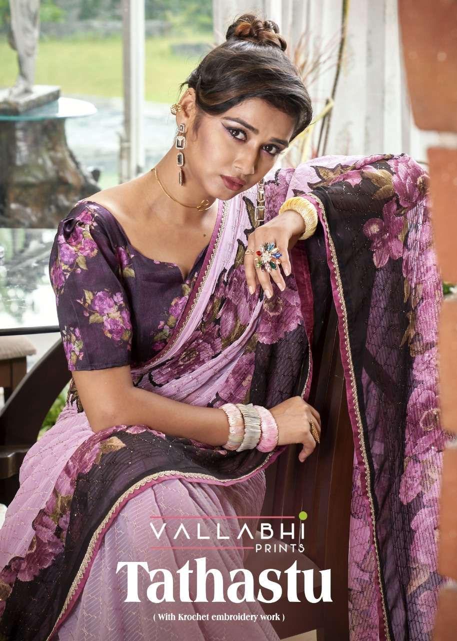 vallabhi present tathastu georgette printed beautiful saree at kc