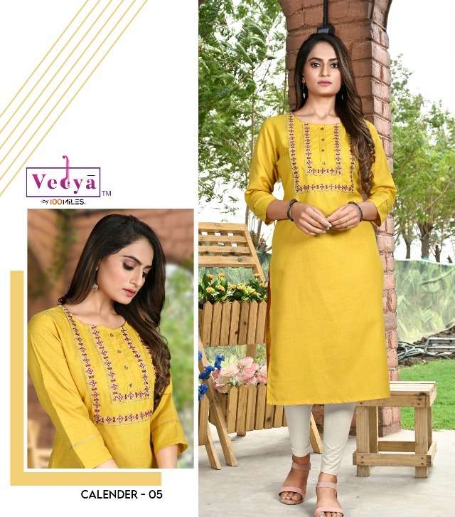 vedya calender simple readymade kurti design 
