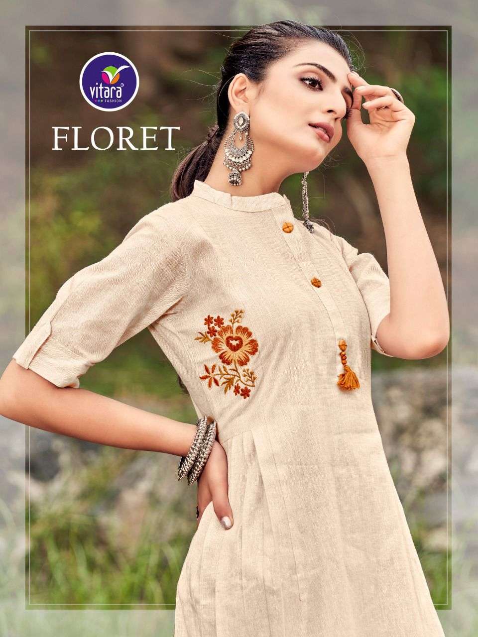 vitara floret cotton designer kurtis