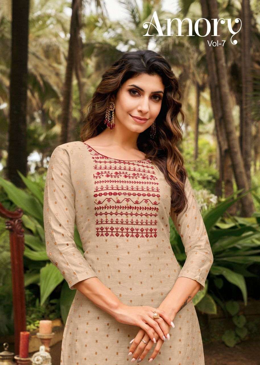 artio amory vol 7 silk butti simple readymade kurti exports 