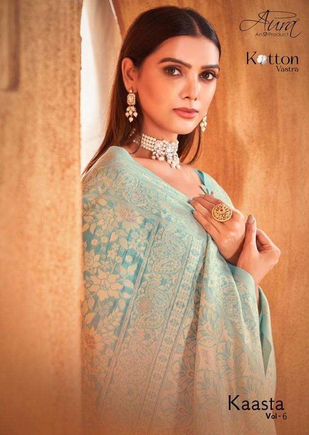 aura kaasta vol 6 by kotton vastra designer fancy sarees