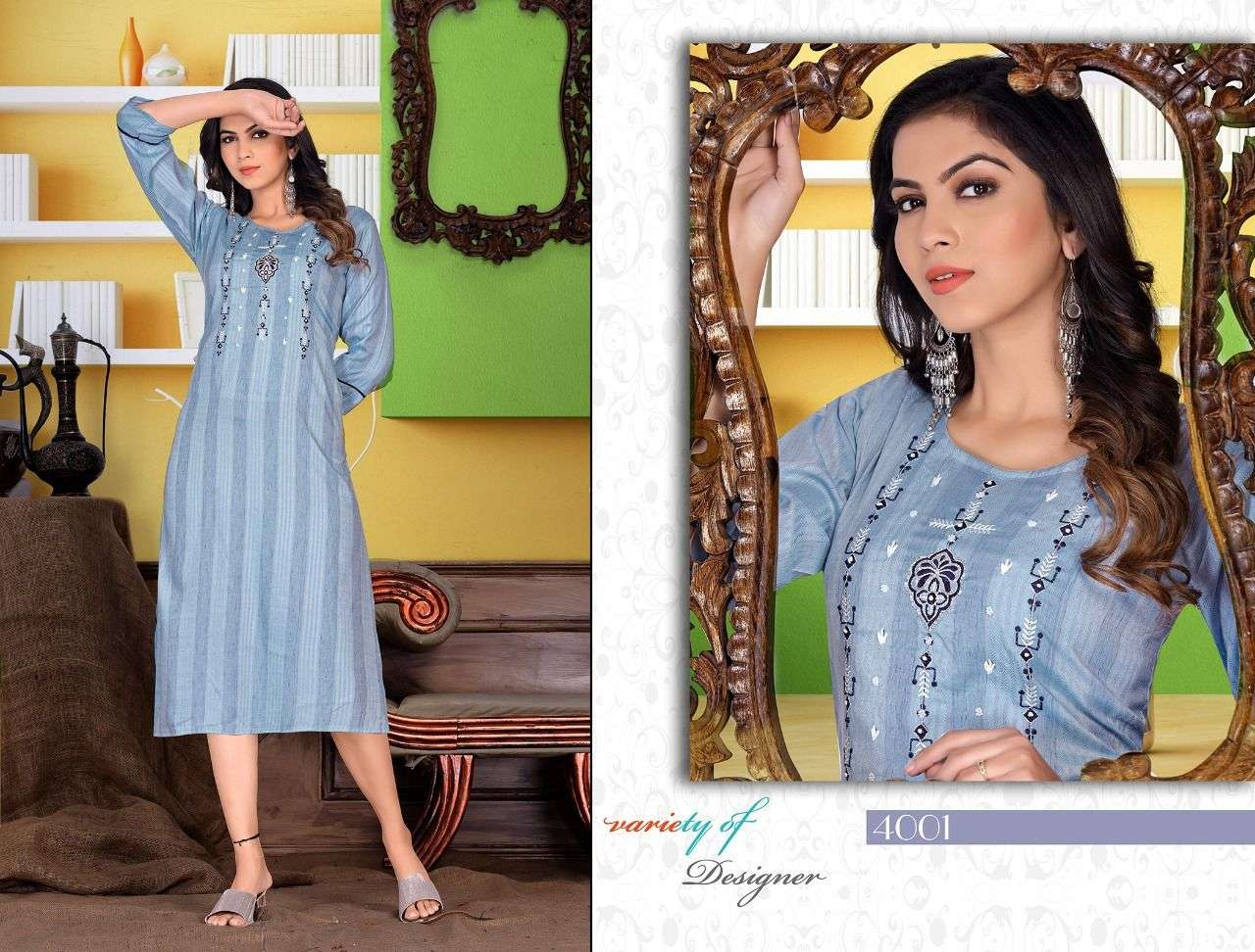 BEAUTY HEART BEAT 17 Kg Heavy Bombay Unique Embosse Rayon mbroidered With Hand Embroidered Work KURTI CATALOG WHOLESALER BEST RATE