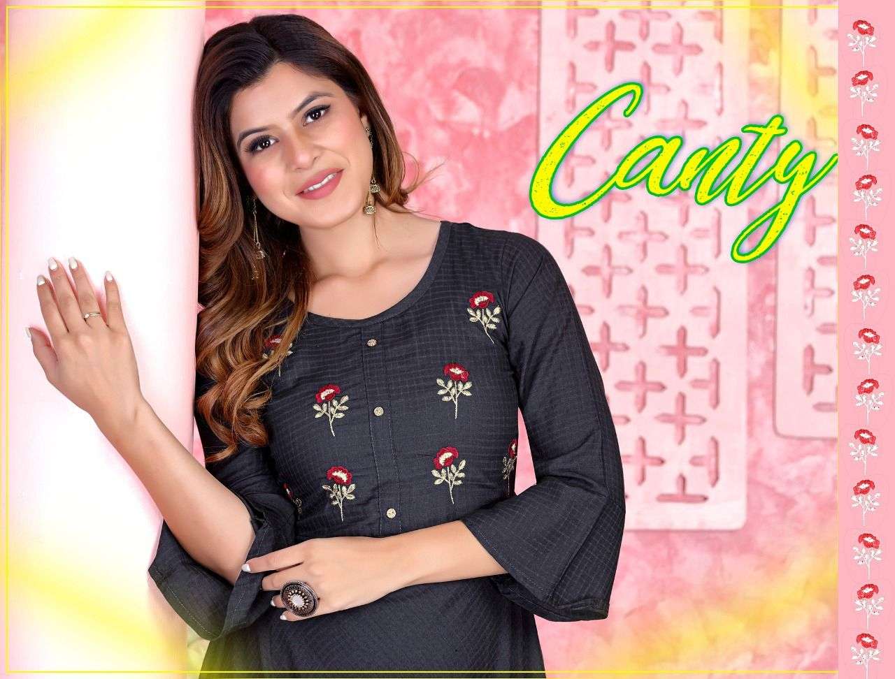 Beauty Queen Canty Vol.1 14 Kg Self Ambosse Bomay Rayon  Embroidered KURTI CATALOG WHOLESALER BEST RATE
