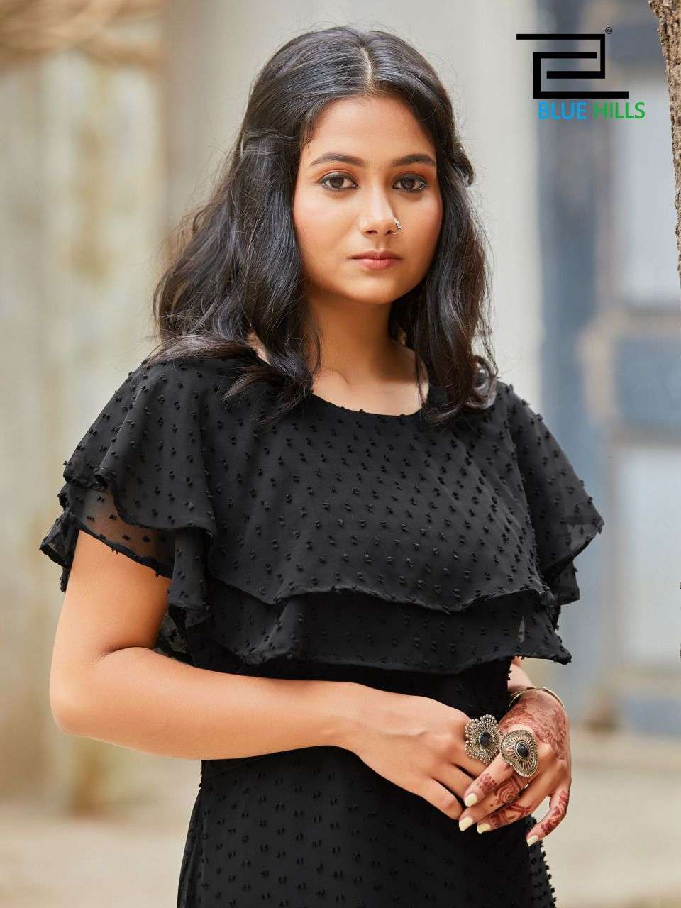 blue hills charming western style georgette kurti collection 