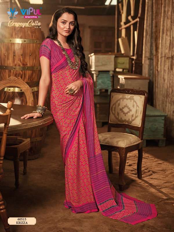 crepey colla vol 18 by vipul printed silk fancy saree exporter