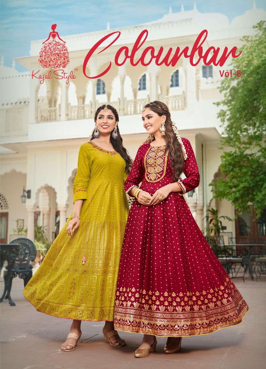 fashion colorbar vol 8 by kajal style rayon long anarkali gowns