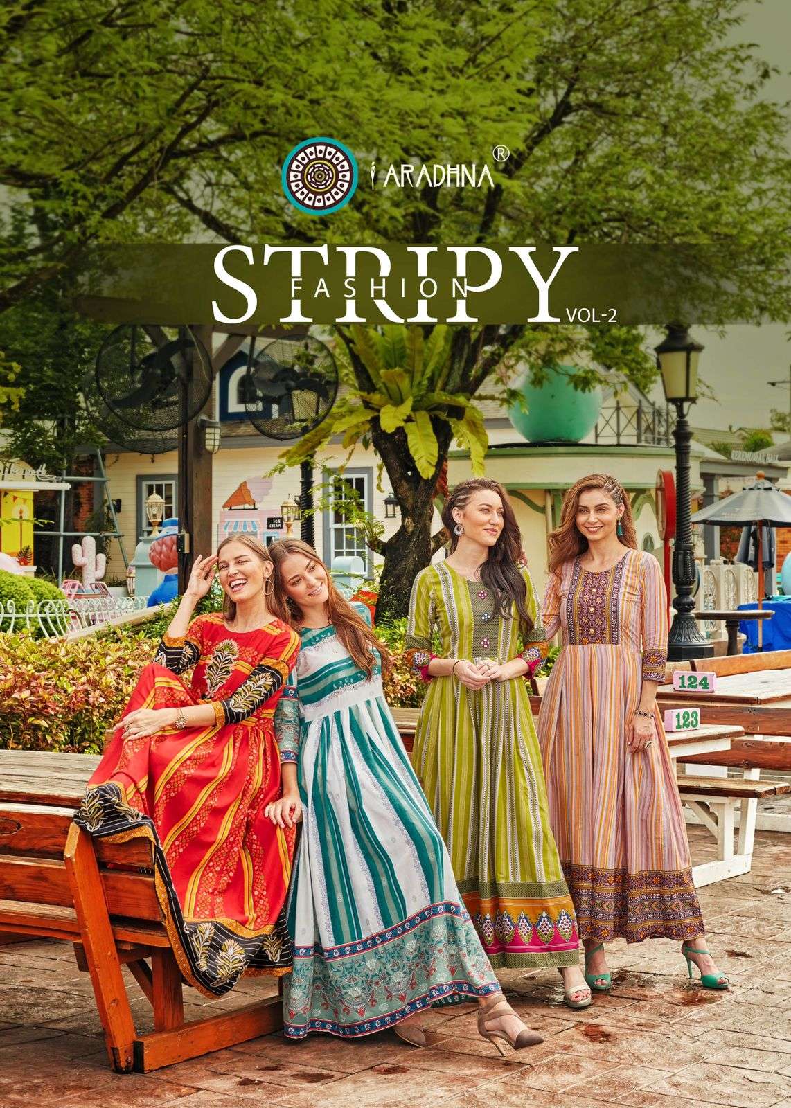 fashion stripy vol 2 by aradhna rayon fancy gown