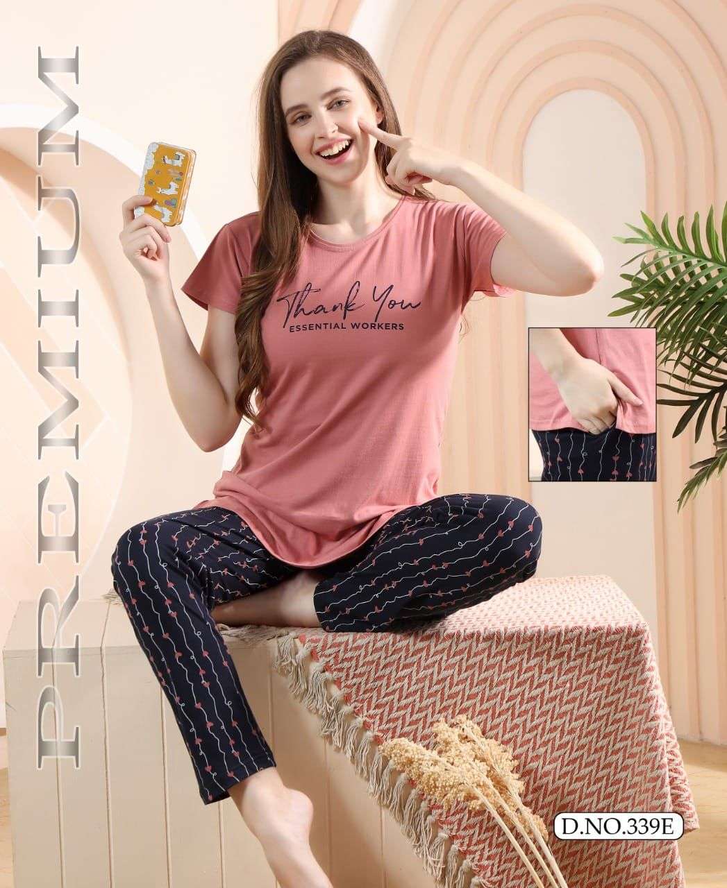 FASHION TALK NEW VOL.339 Heavy Shinker Hosiery Cotton Night Suits With Pocket CATALOG WHOLESALER BEST RATE