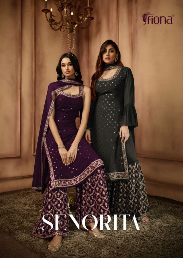 fiona senorita readymade top with sharara embroidery work heavy dresses 