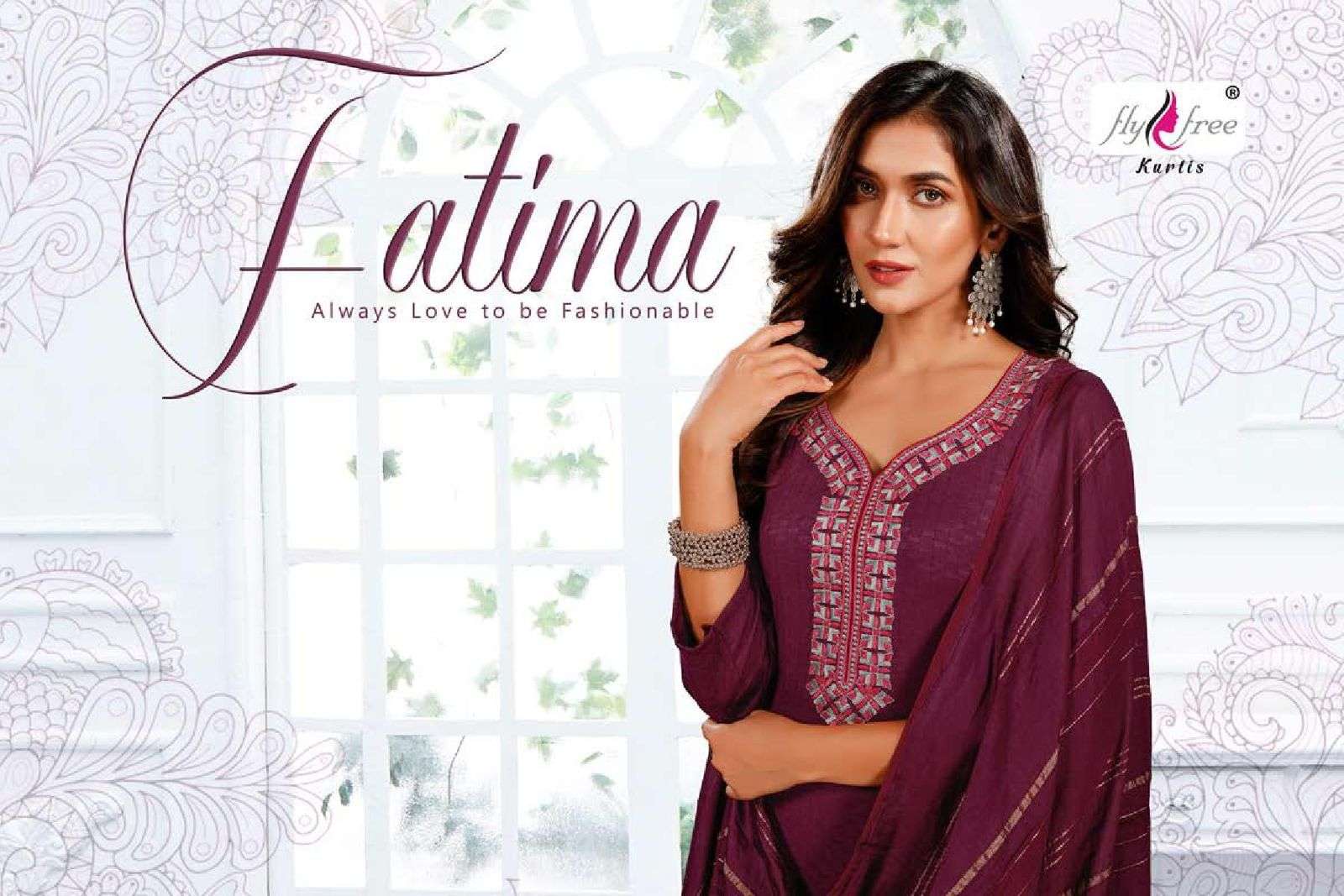 FLY FREE Fatima Fancy fabric Embroidery Work and Dupatta Fancy READYMADE SUIT CATALOG WHOLESALER BEST RATE
