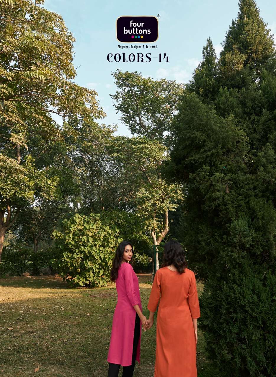 four buttons colors vol 14 cotton kurti exporter