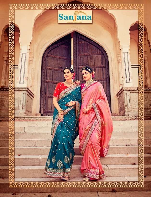 gajraj sanjana dola silk elegant look party sarees wholesale only 