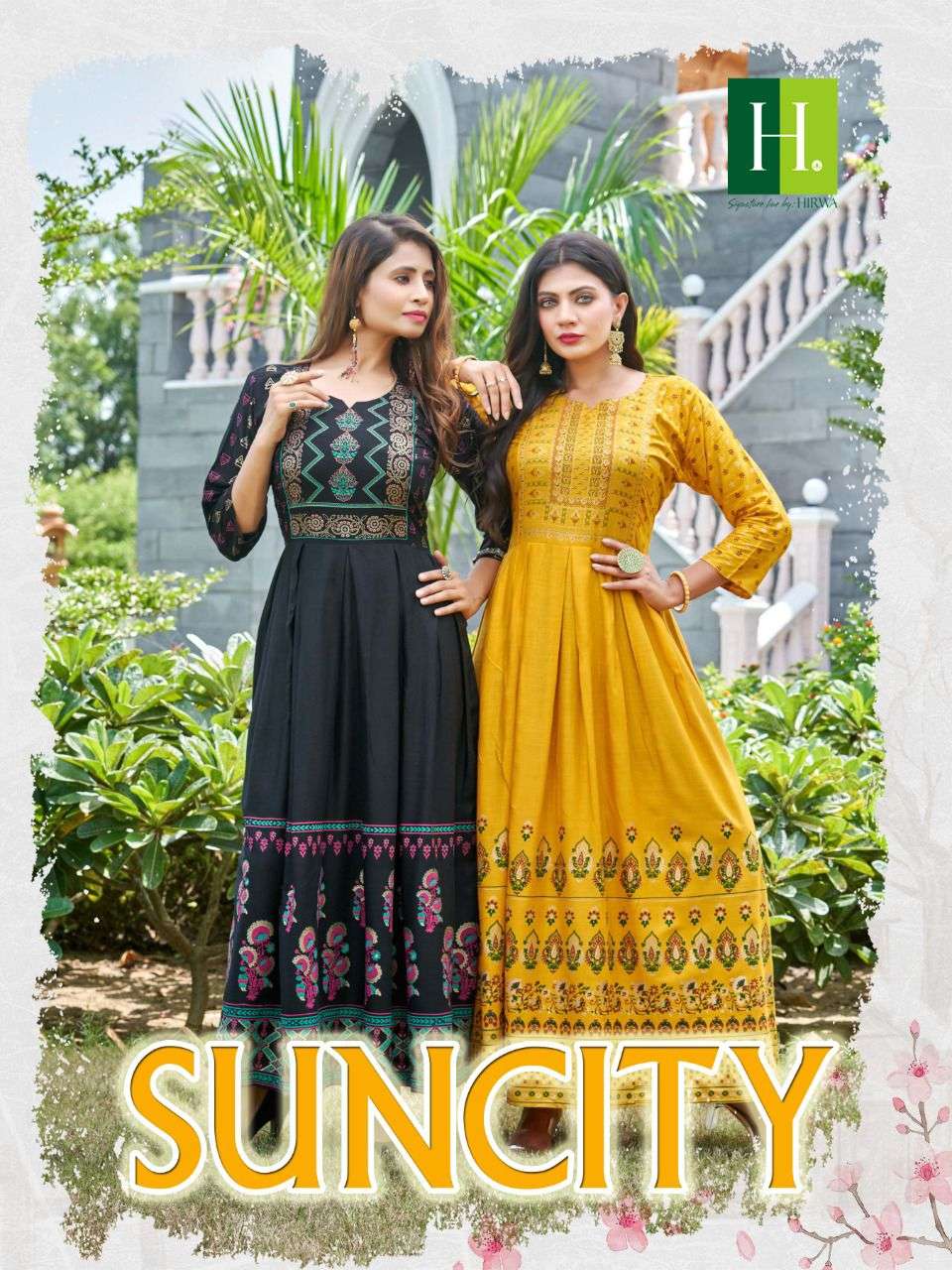 hirwa suncity rayon anarkali long 52 length kurtis exports 