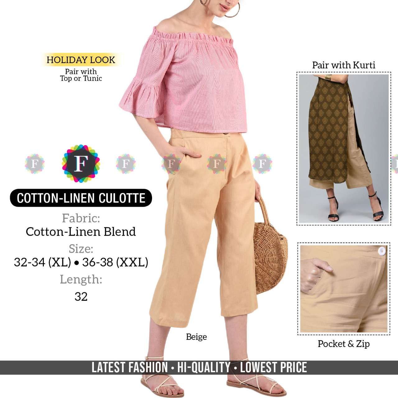 K4u Linen Culotte Cotton Linen Western Wear Collection