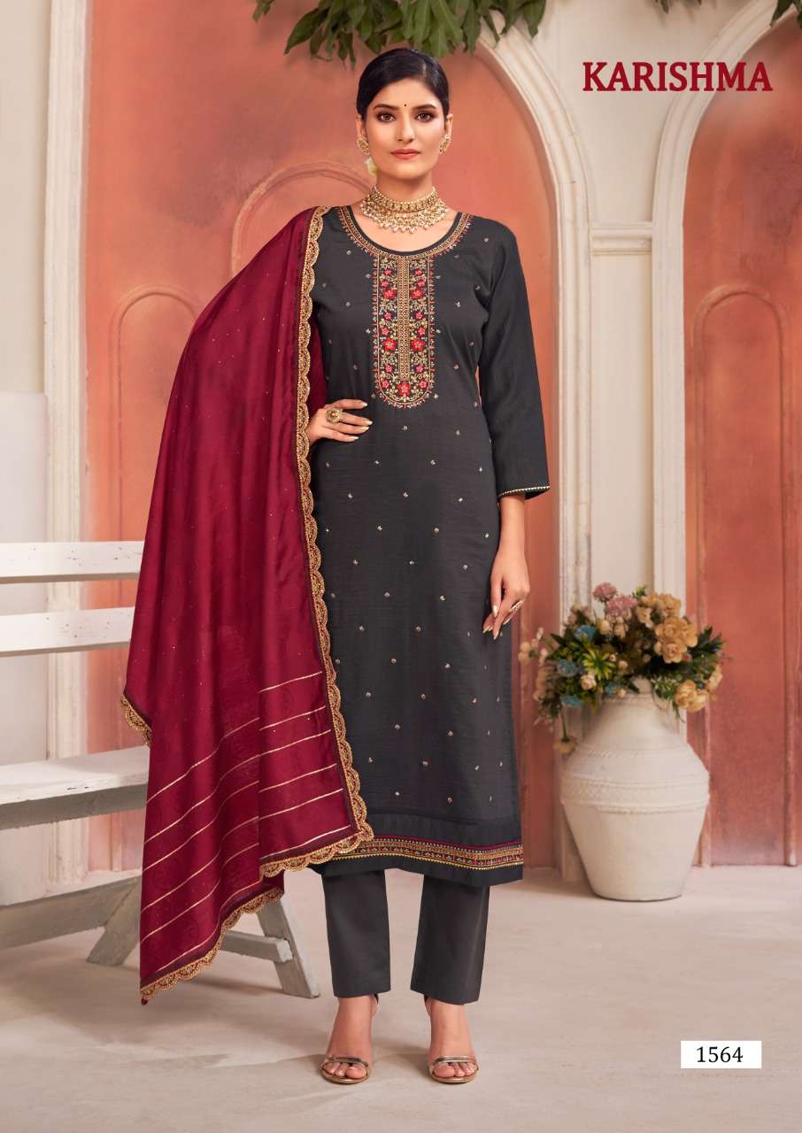 karishma by triple aaa silk with work fancy dress materials