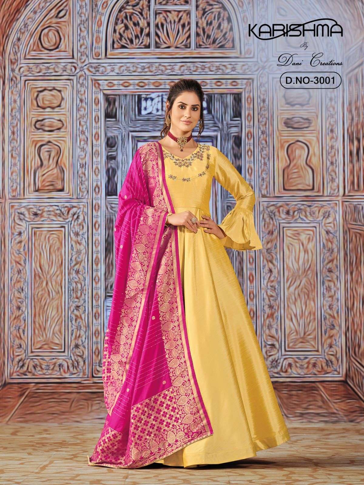 karishma vol 3 by dani creation art silk readymade long gown style salwar kameez