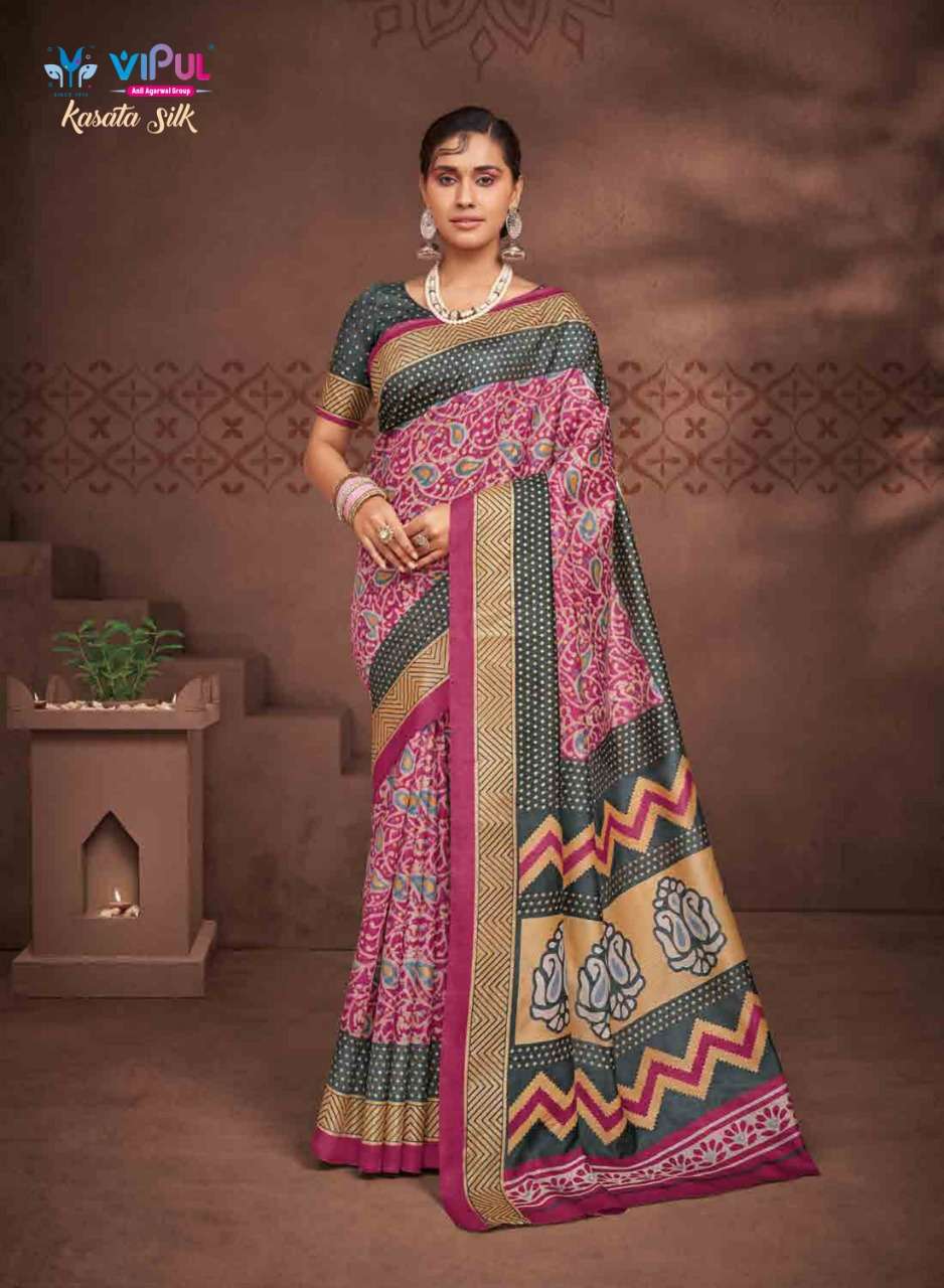 kasata silk by vipul cotton printed indian fancy saree