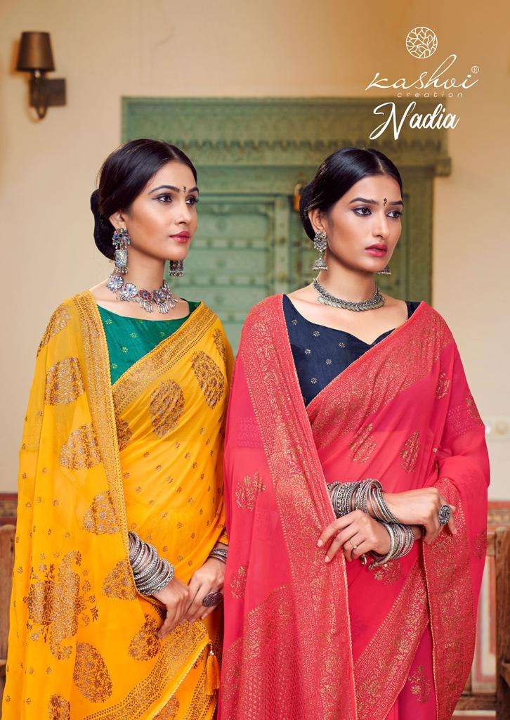 kashvi creation surat nadia georgette sarees wholesale shop 