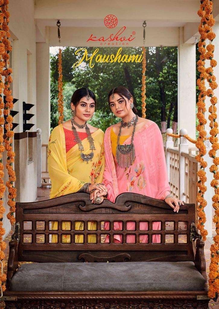 kashvi maushami printed weightless sarees