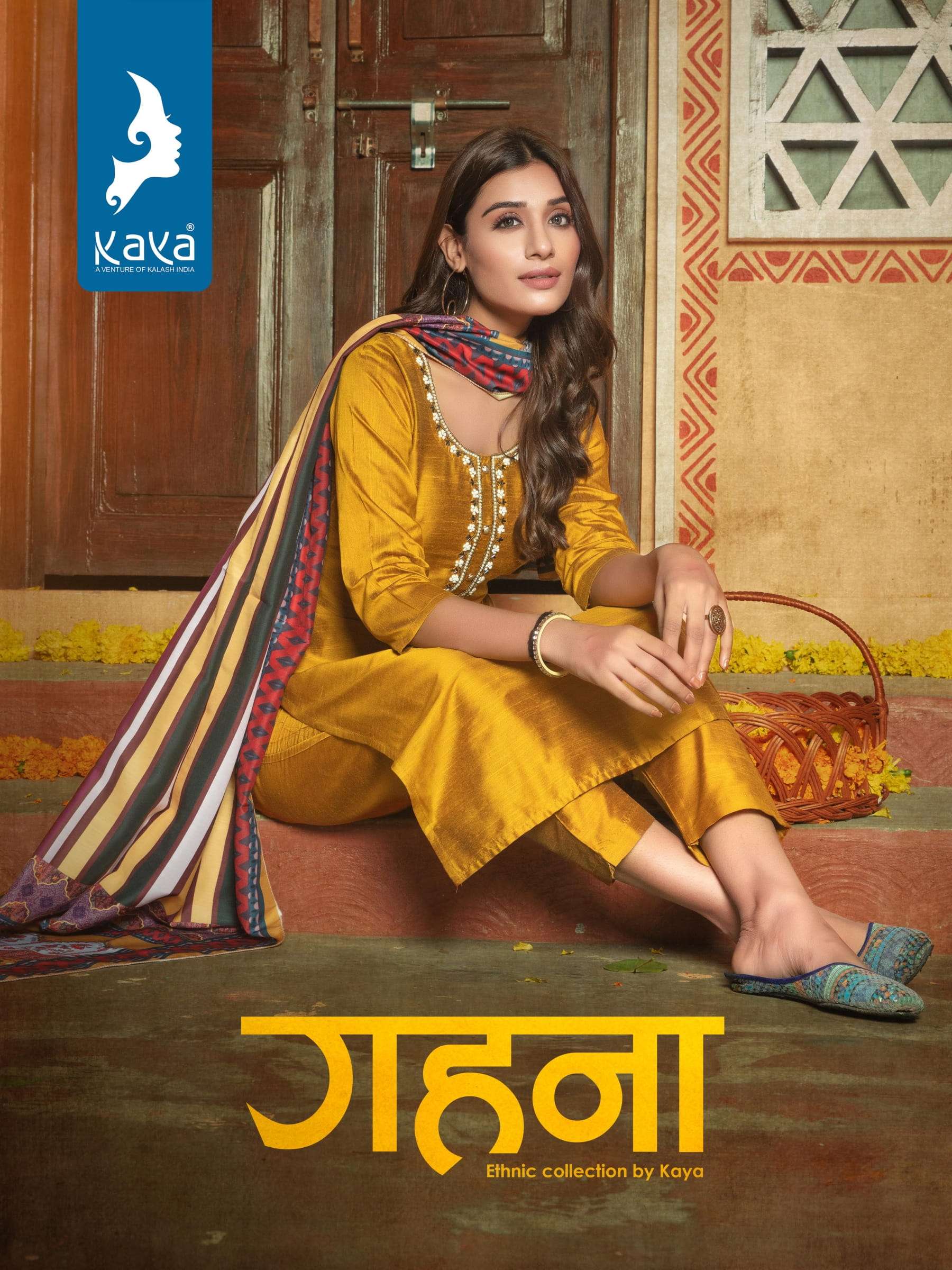 kaya gehna readymade silk top pant and dupatta set best rate 